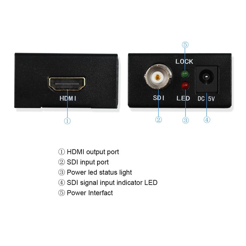 HDSUNWSTD SDI to HDMI Adapter Video Converter Mini 3G HD 720p/1080p Sdi Hdmi Adapter for HD-SDI and 3G-SDI Signals - Image 5